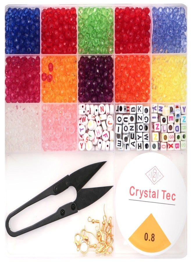 Ambitieux Jewelry Making Kit For Kids- DIY Beads Kit With 15+2 Compartment Box,Colorful Crystal Beads With 5 Pcs of Charms Pendant ,Cutter & Elastic Thread (Crystal With Alphabet) - Image 3